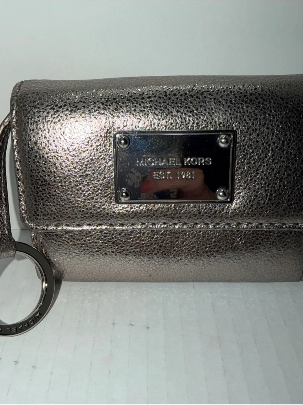 Michael Kors Metallic Pewter Keyring Phone Wallet